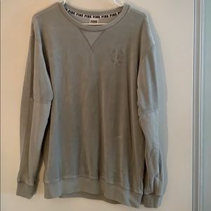 greenish gray velvet PINK sweater